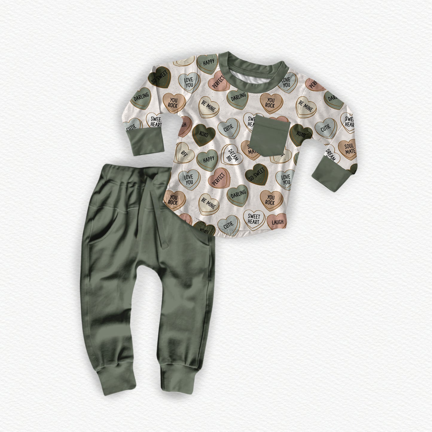 Sweet Heart Pocket Tee & Jogger Set